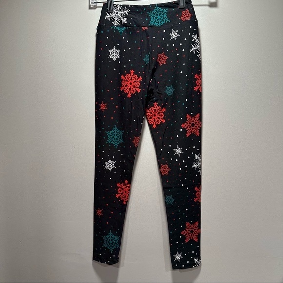 JR TWEEN NEW LulaRoe Soft Leggings One Size Juniors 8-16 Snowflakes Christmas - Picture 8 of 12